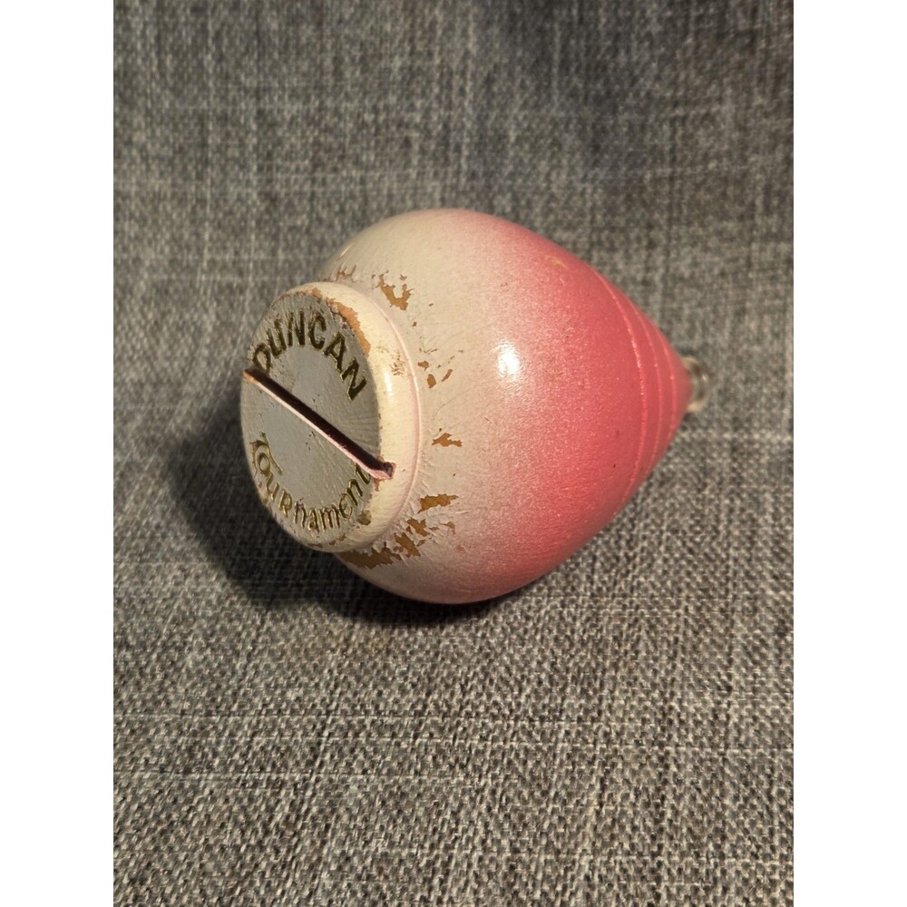 Vintage 1960’s Red Wooden Duncan Tournament Spin Top Tornado